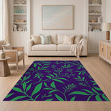 Purple Eucalyptus Leaf Silhouette Area Rug