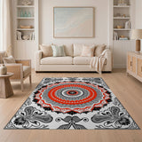Red Red Mandala Persian Area Rug