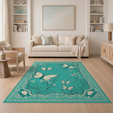 Teal Butterfly Meadow Vintage Area Rug
