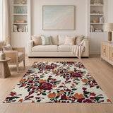 Red Rose Orange Bloom Floral Vintage Rug