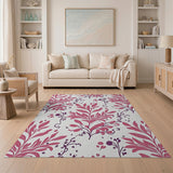 Pink Leaf and Berry Floral Area Rug
