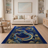 Twin Blue Dragons Imperial Area Rug