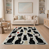 Festive Black Cat Christmas Pattern Rug