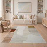 Modern Beige Abstract Geometric Area Rug