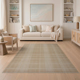 Geometric Modern Beige Grid Woven Area Rug