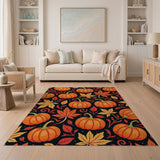 Orange Orange Pumpkin Harvest Pattern Area Rug