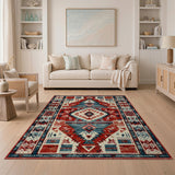 Bold Red Navajo Southwestern Area Rug