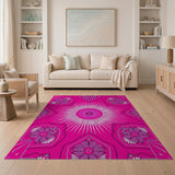 Vibrant Pink Sunburst Tribal Rug