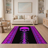 Neon Pink Skull Heritage Tribal Area Rug