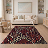 Opulent Red Persian Lattice Area Rug