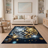Disco Ball Mirror Gold Silver Rug