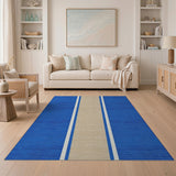 Navy Blue and Beige Striped Coastal Area Rug