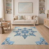 Icy Blue Snowflake Geometric Area Rug