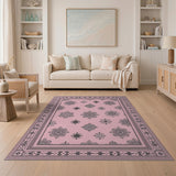 Pink Ornate Mandala Floral Area Rug