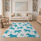 Playful Blue Cartoon Dogs Area Rug