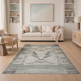 Geometric Tribal Deer Head Area Rug