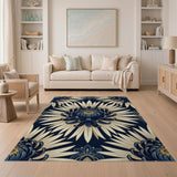 Navy Chrysanthemum Floral Area Rug