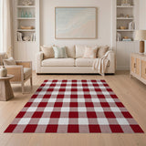 Classic Red Gingham Rustic Farmhouse Rug