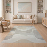 Modern Abstract Wave Beige Area Rug
