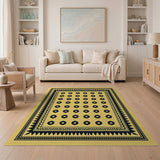 Yellow Geometric Octagon Grid Area Rug