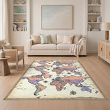 Distressed Vintage World Map Area Rug