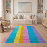 Geometric Modern Multi-color and Patterns Vibrant Vertical Stripe Multi-Color Area Rug