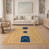 Geometric Modern Basketball Court Orange Area Rug