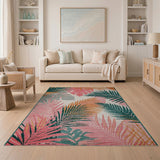 Vibrant Palm Monstera Leaf Area Rug