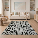 Vertical Black White Stripe Geometric Area Rug