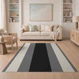 ODIKA Modern Striped Washable Area Rug - Low Pile Non-Slip Pet & Kid Friendly Rug