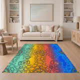 Vintage Compass Cobblestone Washable Area Rug