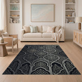Ornate Grey Arabesque Area Rug