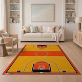Orange Basketball Court Geometric Area Rug