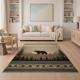 Tan Bear Silhouette Woodland Rug