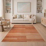 Orange Geometric Striped Area Rug