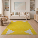 Bold Yellow Geometric Area Rug with White Triangles