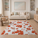 Bold Red Floral Silhouette Area Rug