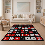 Red Dice Grid Area Rug