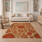 Red Sunflower Floral Area Rug