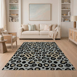 Grey Leopard Print Area Rug