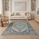 Teal Southwestern Diamond Geometric Area Rug