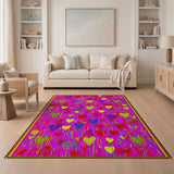 Playful Rainbow Hearts Area Rug