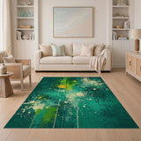 Teal Green Abstract Splatter Area Rug
