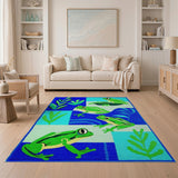 Playful Cartoon Frogs Area Rug