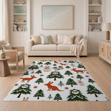 Festive Forest Animals Christmas Pattern Rug