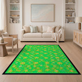 Sunny Yellow Daisies on Lush Green Area Rug