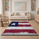 Multi-color and Patterns Distressed Texas Lone Star Flag Area Rug