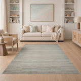 Beige Textured Stripe Woven Area Rug