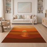 Layered Orange Sunset Horizon Area Rug
