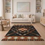 Southwestern Arrow Chain Geometric Rug - Black Rust